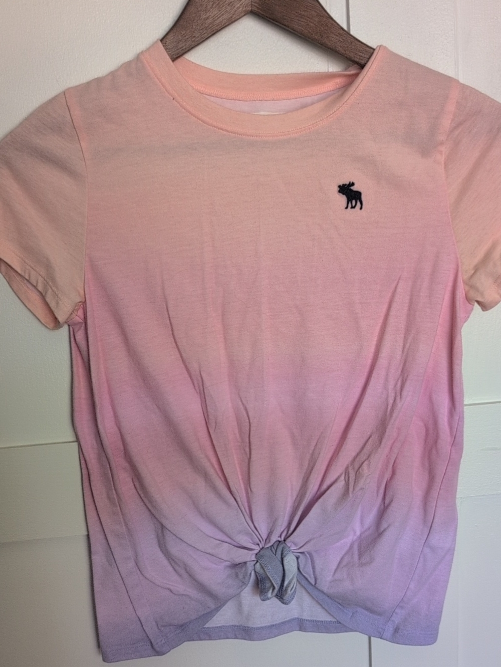 Abercrombie & Fitch Girls Ombre Tie-Front Tee in Pink and Lavender